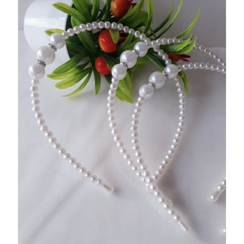 PEARL bando mutiara elastis / bando fashion korea tidak sakit ditelinga korea hairband headband