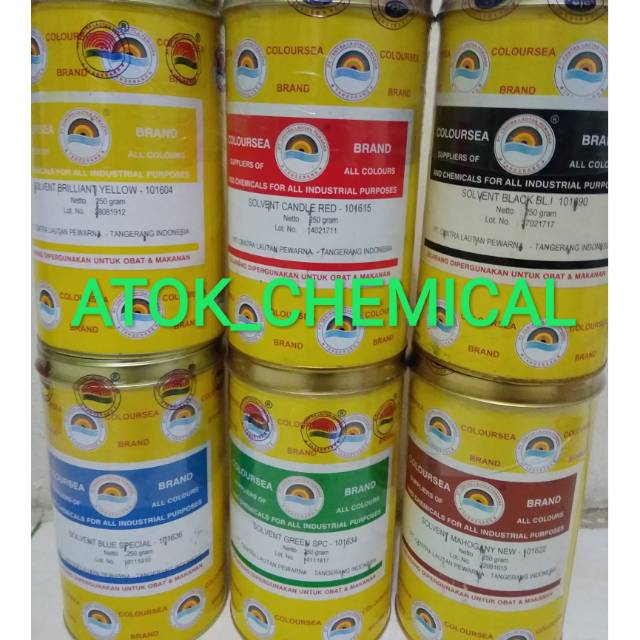 

Solvent coloursea warna merah/kuning/hijau/coklat/biru/hitam