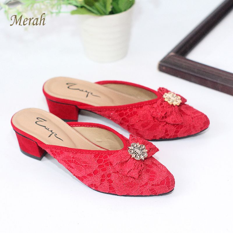 Sandal selop pesta anak brokat size 31-35 terbaru