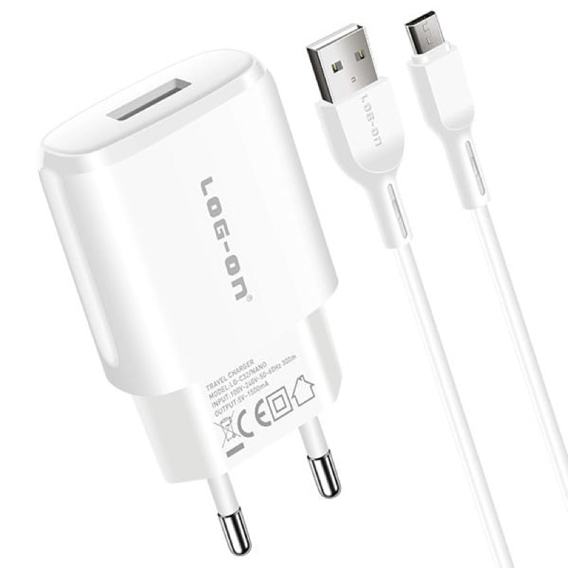 CHARGER - TC LOG ON LO-C32 POWER CHARGER NANO 1.5A MICRO USB FULL SPEED