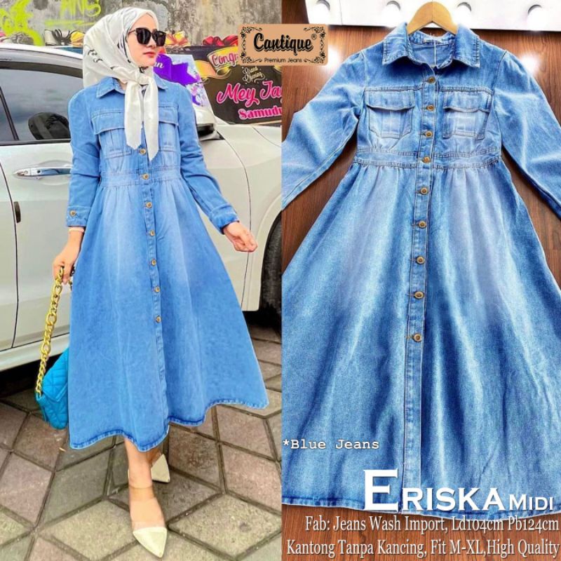 ERISKA MIDI JEANS DRESS MIDI JEANS GAMIS