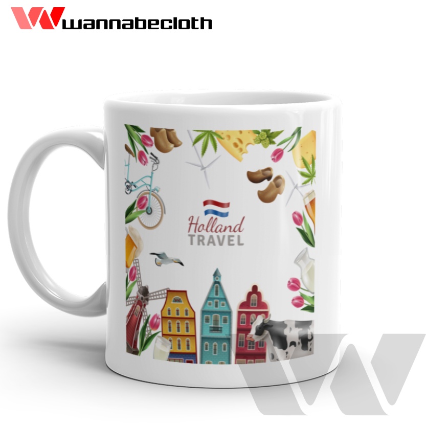 Mug Amsterdam Belanda Cetak Mug Custom Kado Gift Souvenir Holand Netherland Amsterdam Culture v2