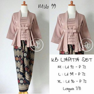 Kebaya Modern Setelan Kutu Baru White