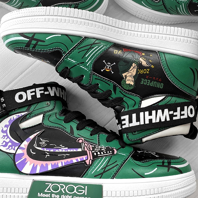 Anime One Piece RORONOA ZORO Sepatu Import Pria Running Sneaker Tinggi Kets Sport Keren Lentur Kekinian Ringan 206