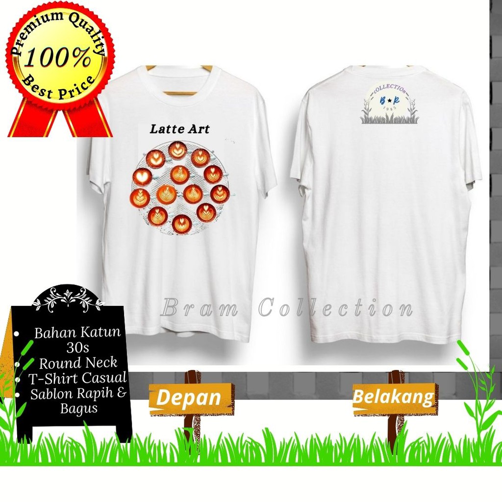 Baju Kaos Tshirt Distro Premium Quality Barista Latte Art Unisex Pria Wanita