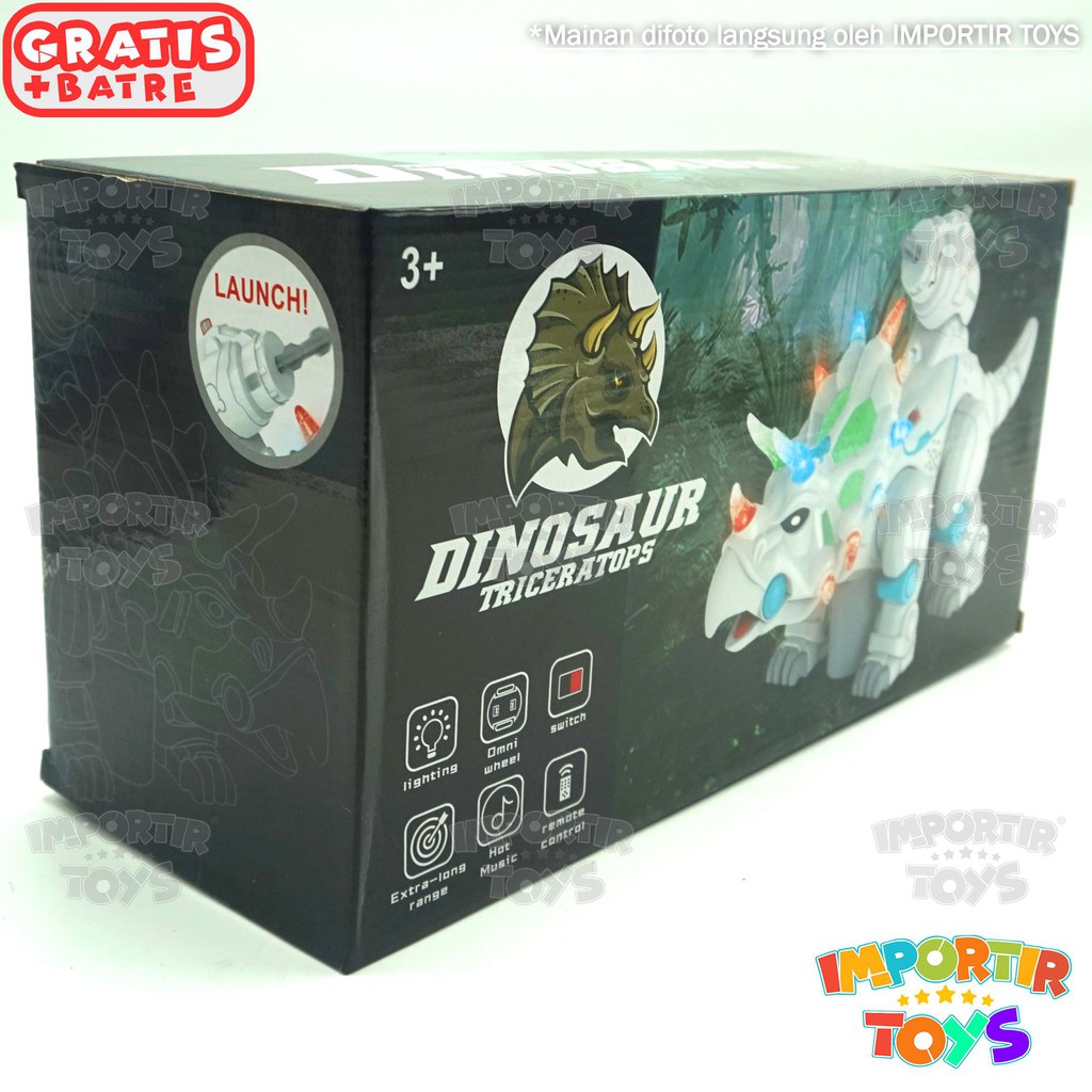 ROBOT DINOSAURUS PUTIH BATRE + MUSIK + LAMPU Bersenjata dan Kuat! IMPORTIR TOYS QUALITY