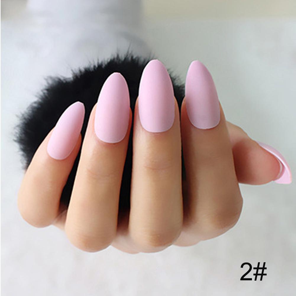 【TK】24pcs/Bag Matte Water Drop False Nail Tips Nail Decoration Nail Art Design Manicure Tool