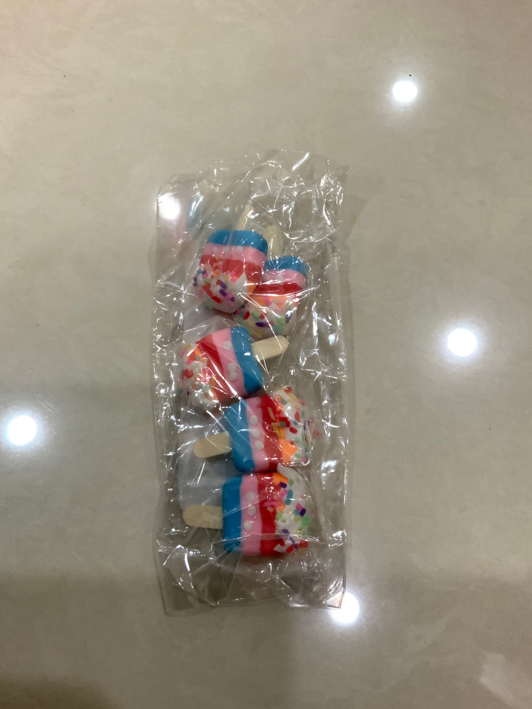 5pcs/pack Cute Soft Clay Popsicle Flatback Cabochon For Phone Case Decoration Hair Accessories Diy