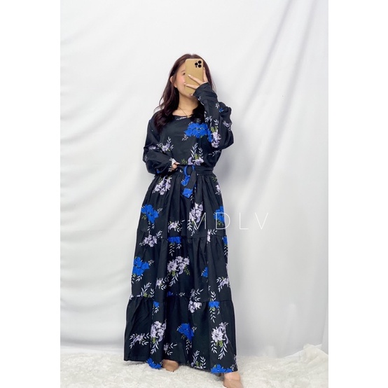 MDLV ~ 04420 Karina Floral Maxi Dress Premium Gamis Maxi Dress Muslim Fashion Muslim Fashion Import