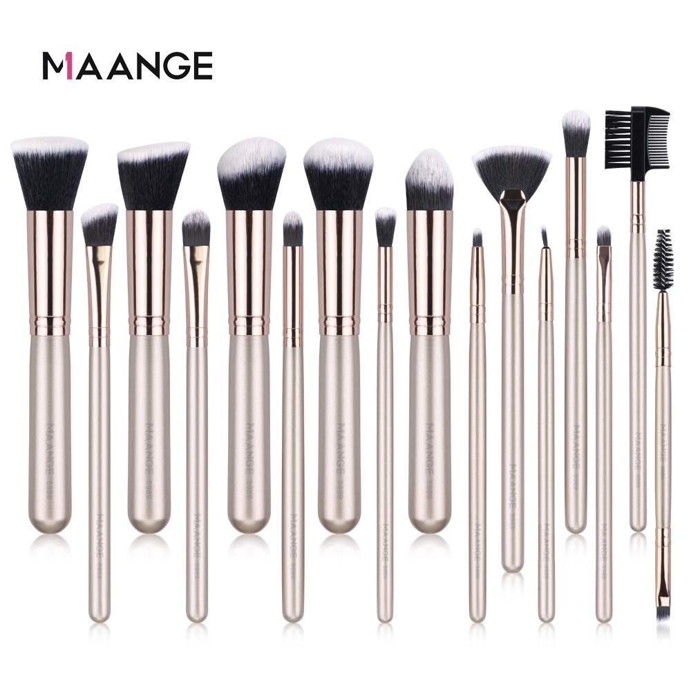 MAANGE 16Pcs Professional Makeup Brush Set Aluminum Tube Super Soft Fluffy Beauty Brushes