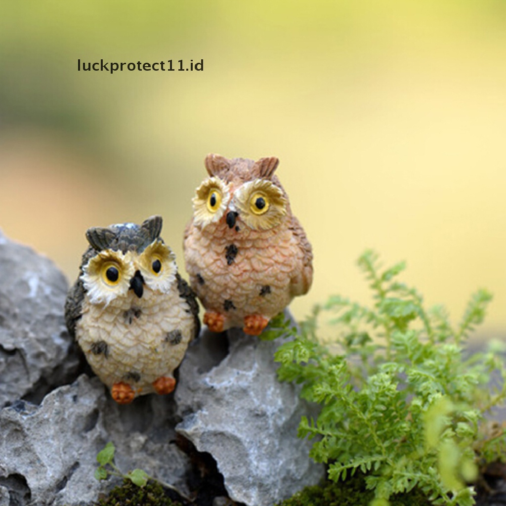 // Hg &amp; ID// Chic Garden Owl Moss Terrarium Desktop Decor Kerajinan Bonsai Hewan Miniatur Diy