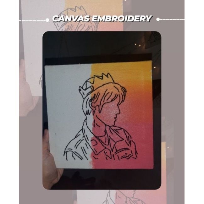 Canvas Sketsa Wajah Taeyong NCT (Canvas Embroidery) ● birthday gift ㅡ Pajangan ㅡ Home Decor●