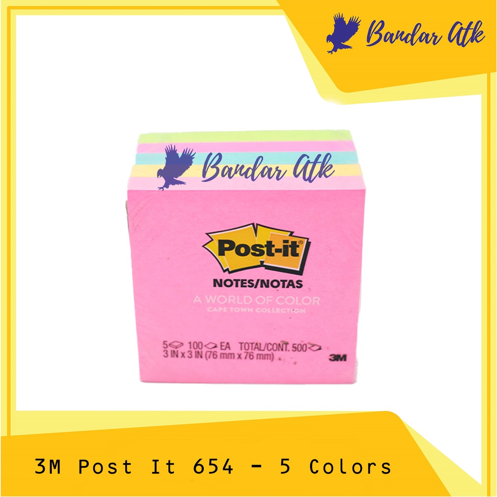 

3M POST IT 654 COLOR / Sticky Notes WARNA ORI 76 x 76mm [1 PAD]