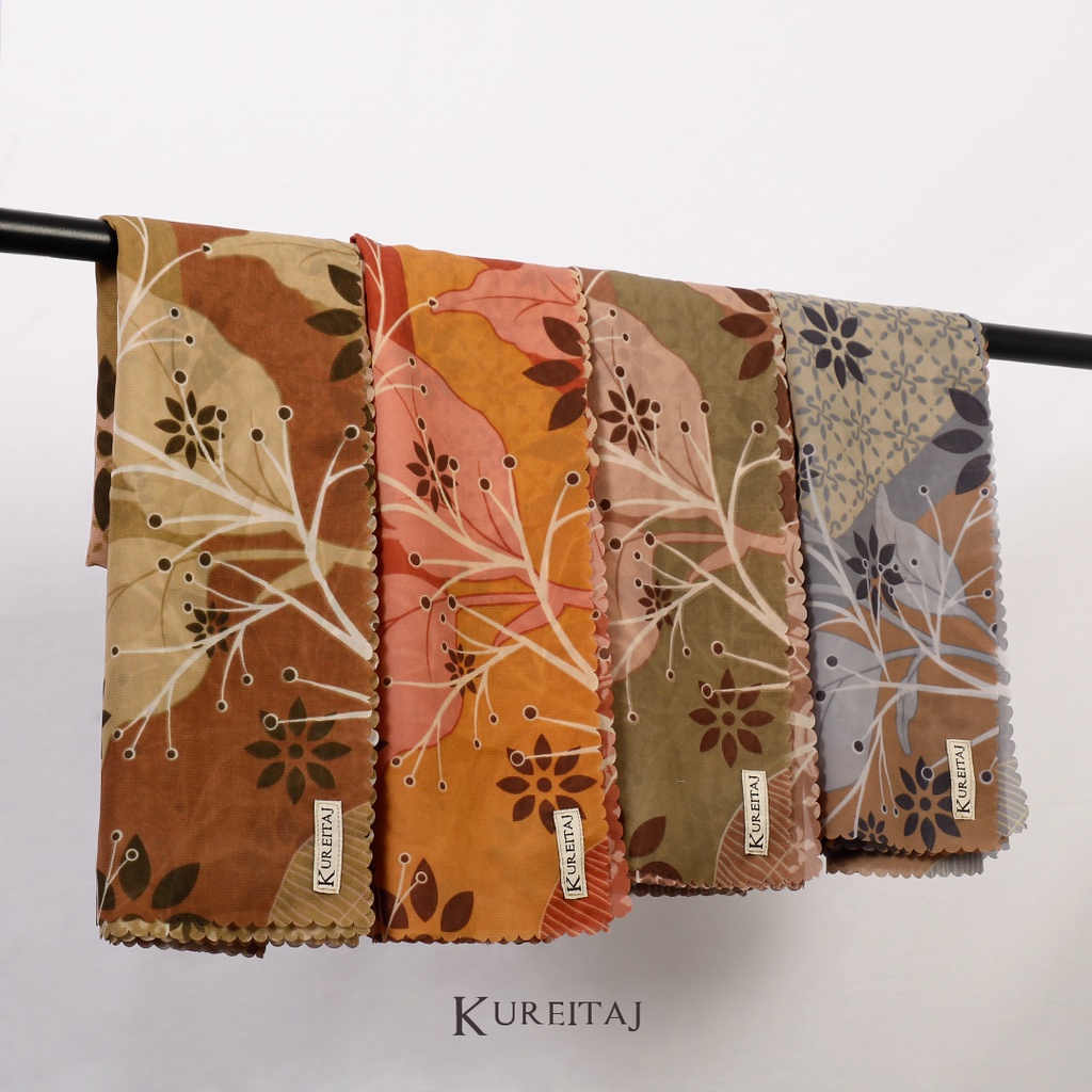 Hijab Fine Motif Tumbuh Series Segi empat Motif Kureitaj.