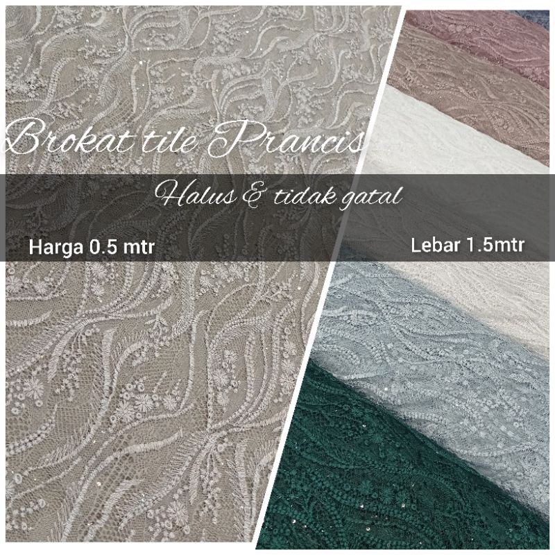 Kain Bahan Kebaya Brokat Tile Prancis Mewah - Kain Brokat Tile