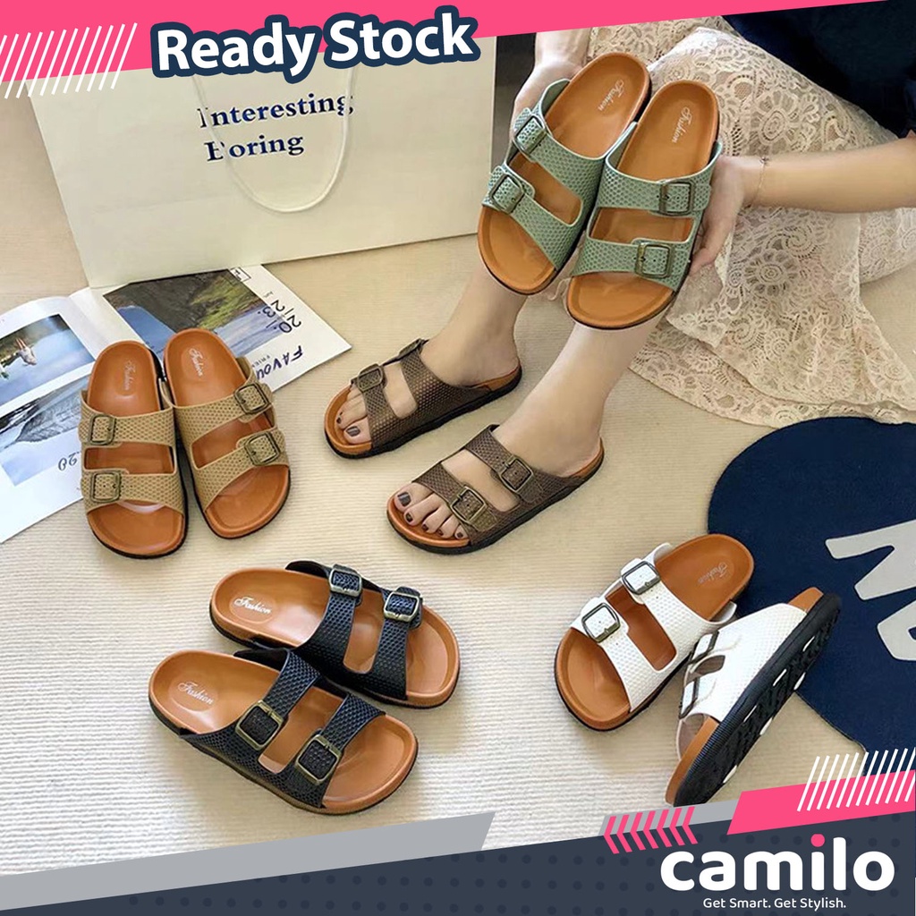 ☀CAMILO☀ SF18 Sandal Gunung Slop Slip On Teplek Wanita Pria Sandal Cewek Sandal Cowok Sandal Unisex Sandal Import Sandal Premium