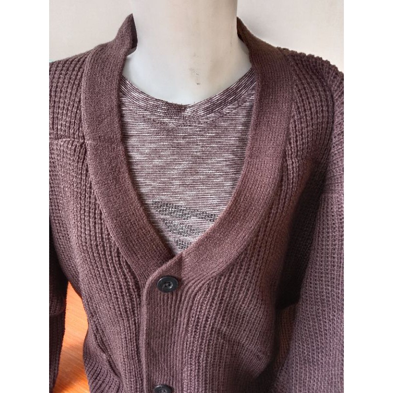 CARDIGAN RAJUT CROP INDAH RAJUTANKU-Coklat tua