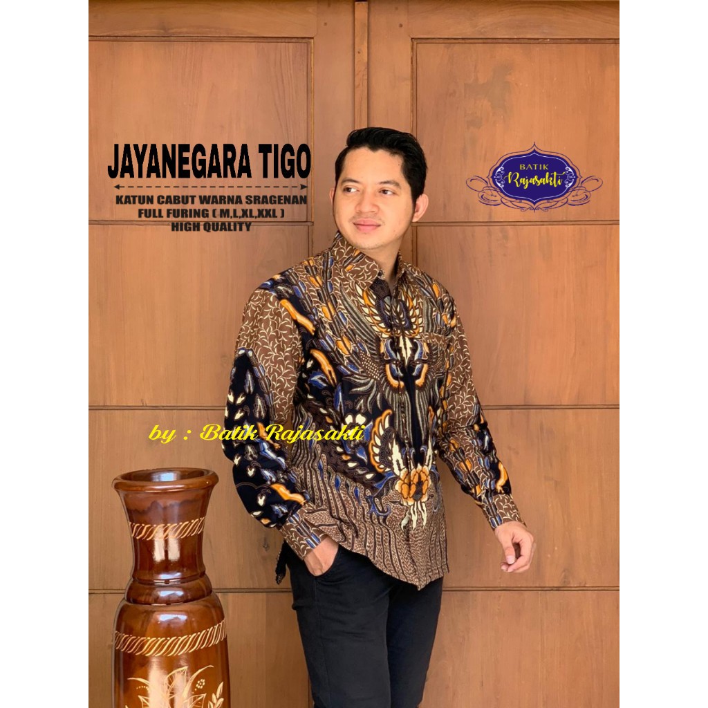 JAYANEGARA TIGO RAJASAKTI KEMEJA BATIK SOLO PRIA LENGAN PANJANG LAPIS FURING ATASAN BATIK PREMIUM MODERN KATUN HALUS BAHUWIRYA  BANAMITRA BANAMITRA PUTIH BANGSAWAN BAYU PUTRA BERLIAN BIRU BHARATAYUDA BIMASENA BIRENDRA BIRU INDAH BRAHMAKERTA BRAHMAKERTA