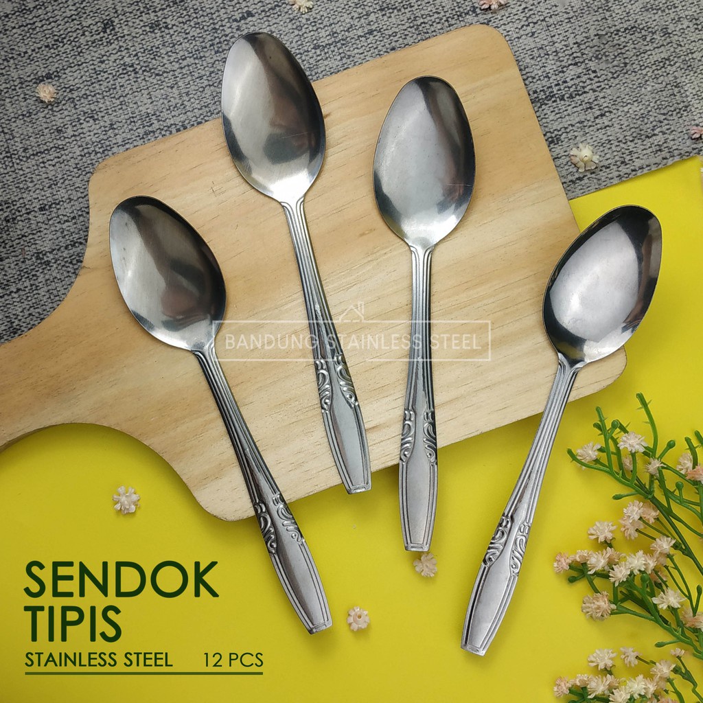 murah 12 pcs sendok Tipis stainless steel / Sendok Tipis