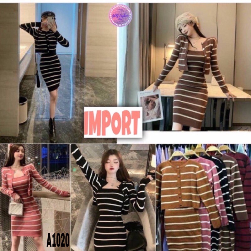 Terusan Wanita Casual Dress rajut Import Formal Rompi Lengan Panjang Pakaian Perempuan Desawa A4744