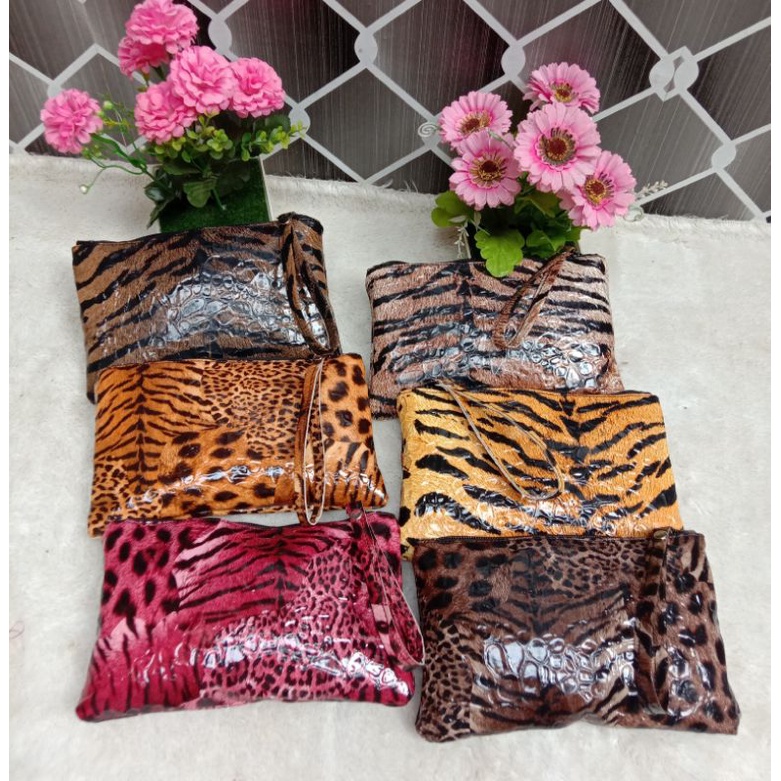 Clutch leopard / cluth macan, Grosir boleh mix motif, ada 6 motif/ dompet macan/dompet leopard/ Dompet wanita