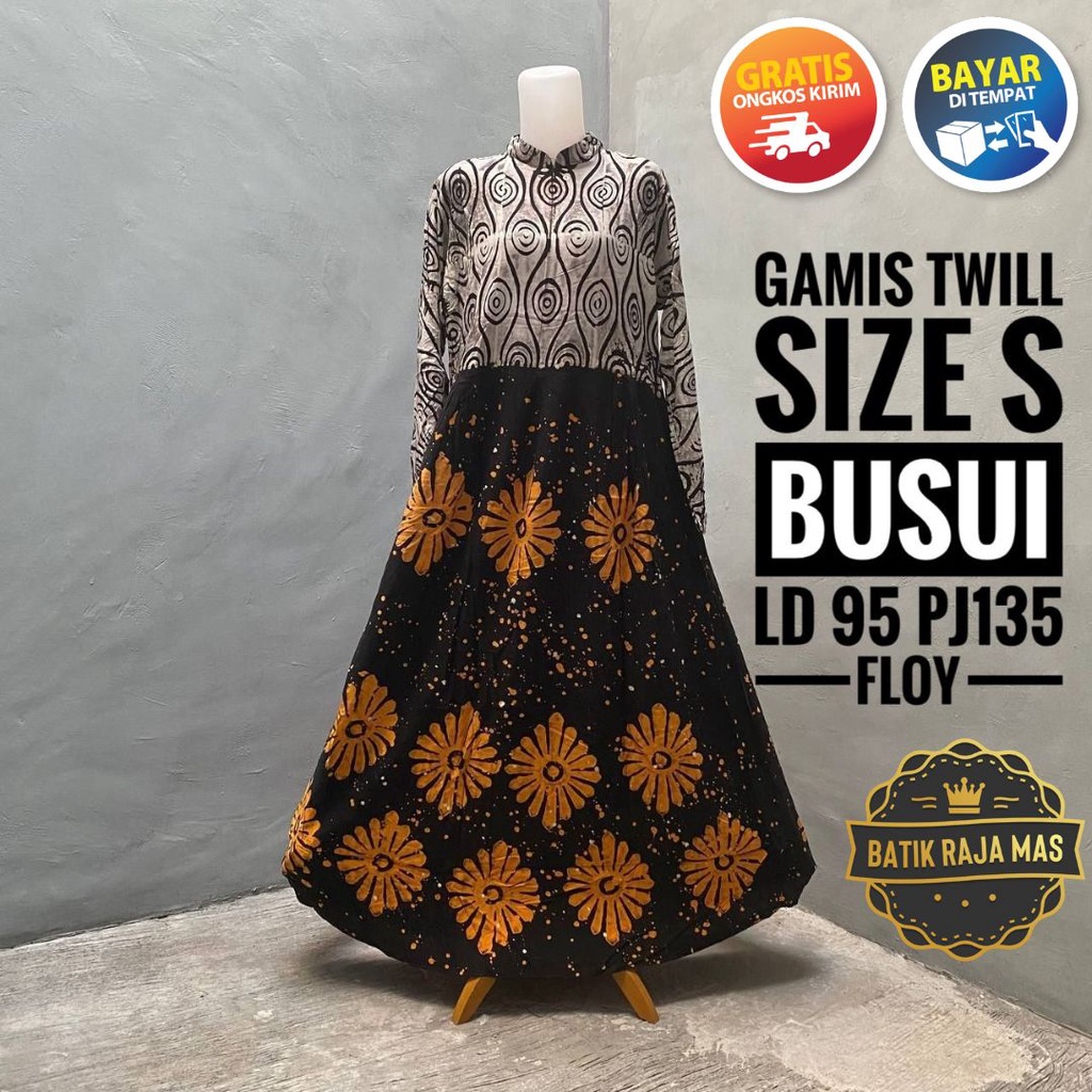 Gamis Dress Wanita Remaja Dewasa Muslimah Kekinian Motif Batik Abstrak Busui Friendly Resleting Depa