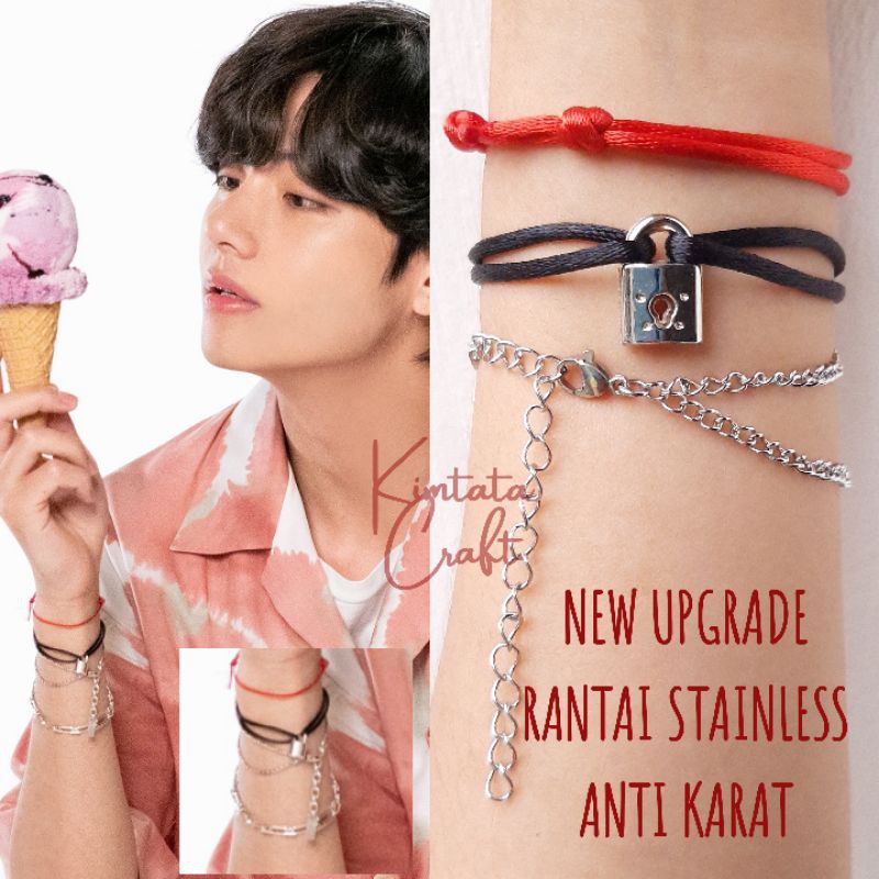  Gelang  tali Taehyung  V BTS Rantai Stainless Lock 