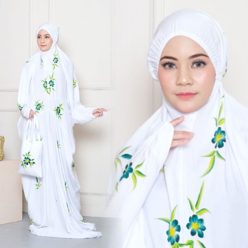 Mukena Bali Abaya Terusan Lukis Kembang Sepatu