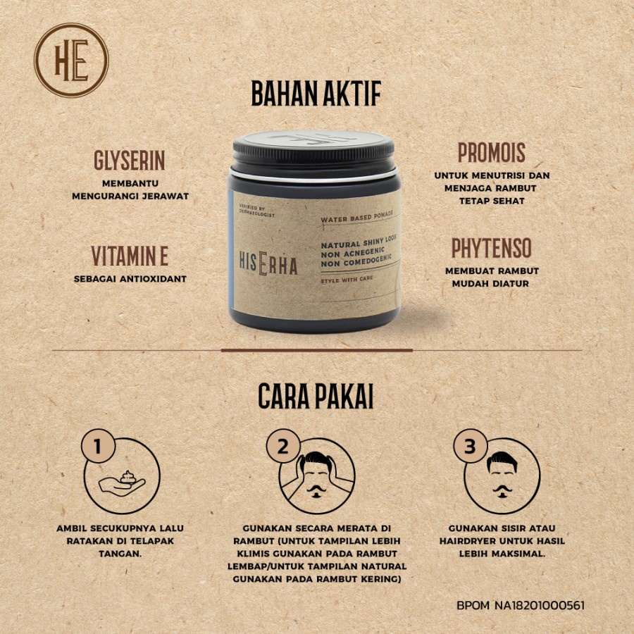 HIS ERHA Water Based Pomade - Hair Styling / Wax Rambut Tampak Basah-2