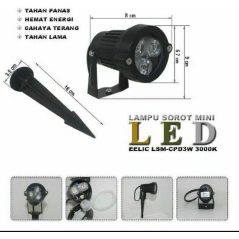 LAMPU TAMAN 3 WATT LAMPU TAMAN 3W LAMPU SOROT 3 WATT LAMPU SOROT 3W CAHAYA KUNING