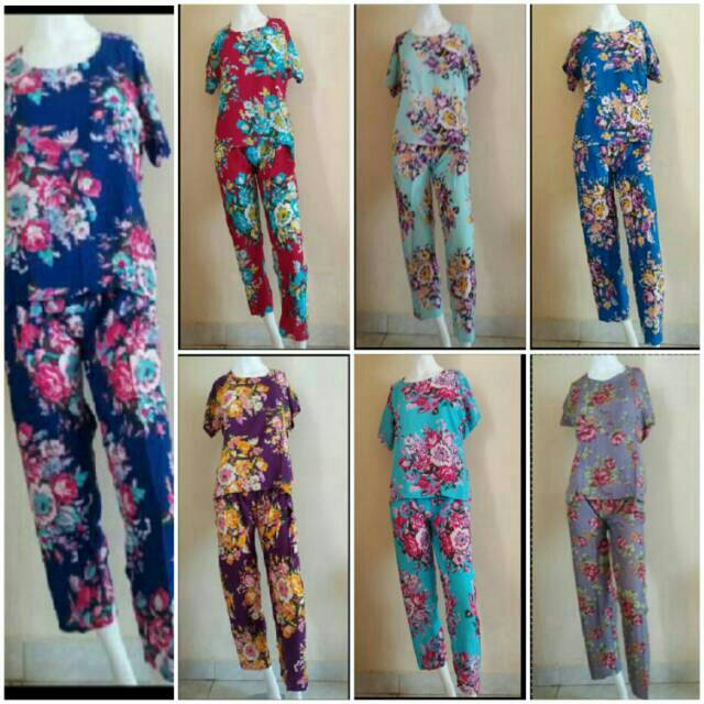 Setelan baju  tidur  babydoll panjang bali rayon  Shopee 