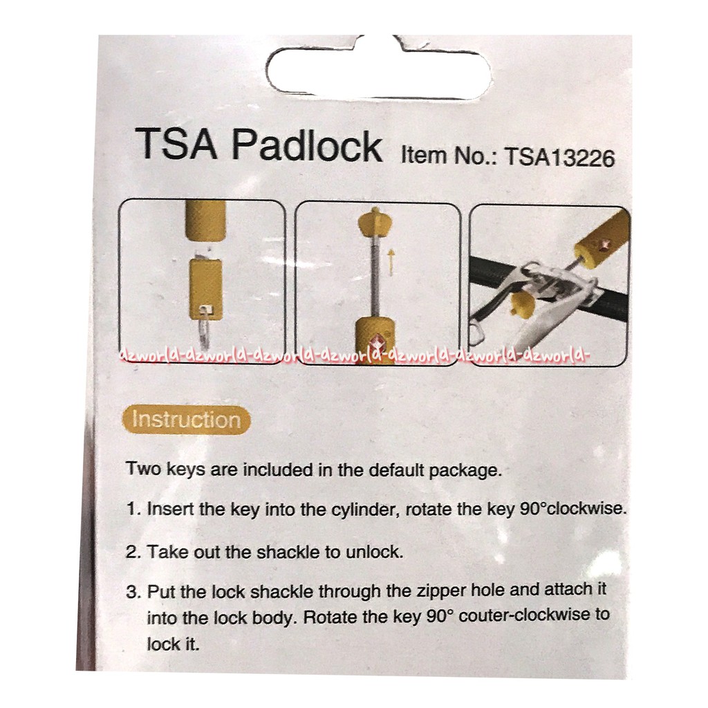 Passport Key Padlock Gembok Tarik Tas Koper Model Tarik Lepas Pad Lock Gembok TSA Warna Hitam Silver Gold Merah