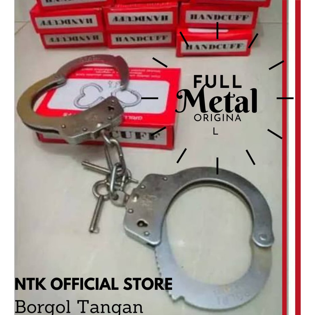 HandCuff Borgol Tangan - BORGOL Polisi Satpam Security Double Lock Key Original