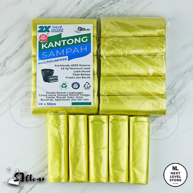 Premium Garbage Bag Kantong Sampah 45x50cm SJClean (1 roll) - Kuning