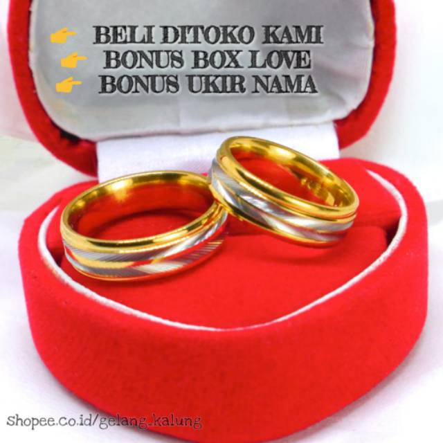 CINCIN COUPLE NIKAH TITANIUM TUNANGAN KAWIN GOLD LIST SILVER