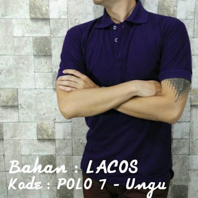 YB POLO SHIRT KAOS KERAH UNGU TUA POLOS BAJU PRIA COWOK KAUS CASUAL TANGAN KATUN LENGAN PENDEK