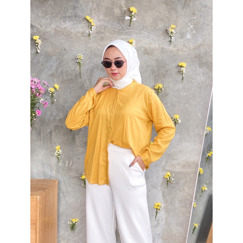 Floral.id Kemeja Maudy Shirt-Mustard Maudy