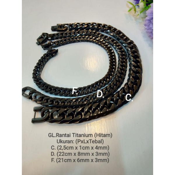 Gelang titanium pria rantai hitam