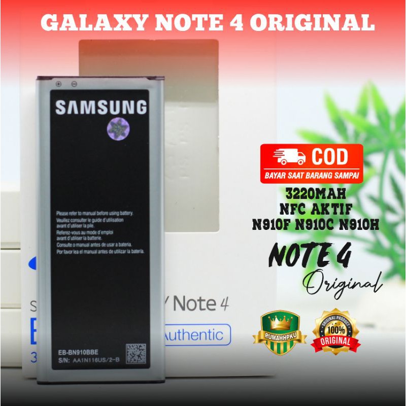 BATERAI BATRE SAMSUNG GALAXY NOTE 4 ORIGINAL 3220mAh