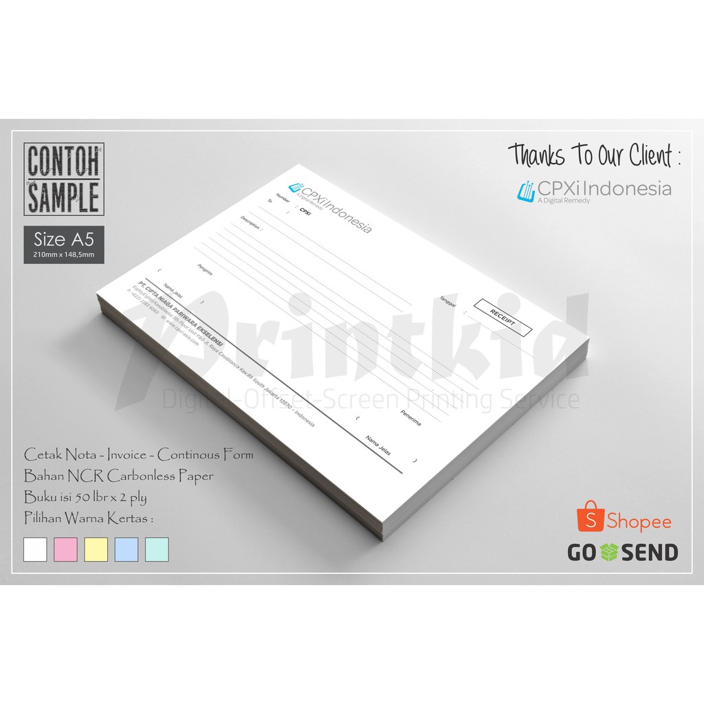 Cetak Notakwitansicontinous Form Ukuran A5 1 Ply