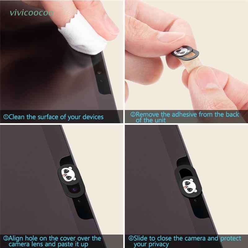 Vivi 3pcs Stiker Cover Pelindung Lensa Kamera Webcam / Handphone / Komputer Motif Panda Lucu