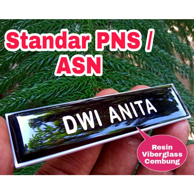 Name Tag Papan Nama Dada Standar PNS / ASN - Bahan Resin Viberglass - Peniti &amp; Magnet #Name Tag Indonesia