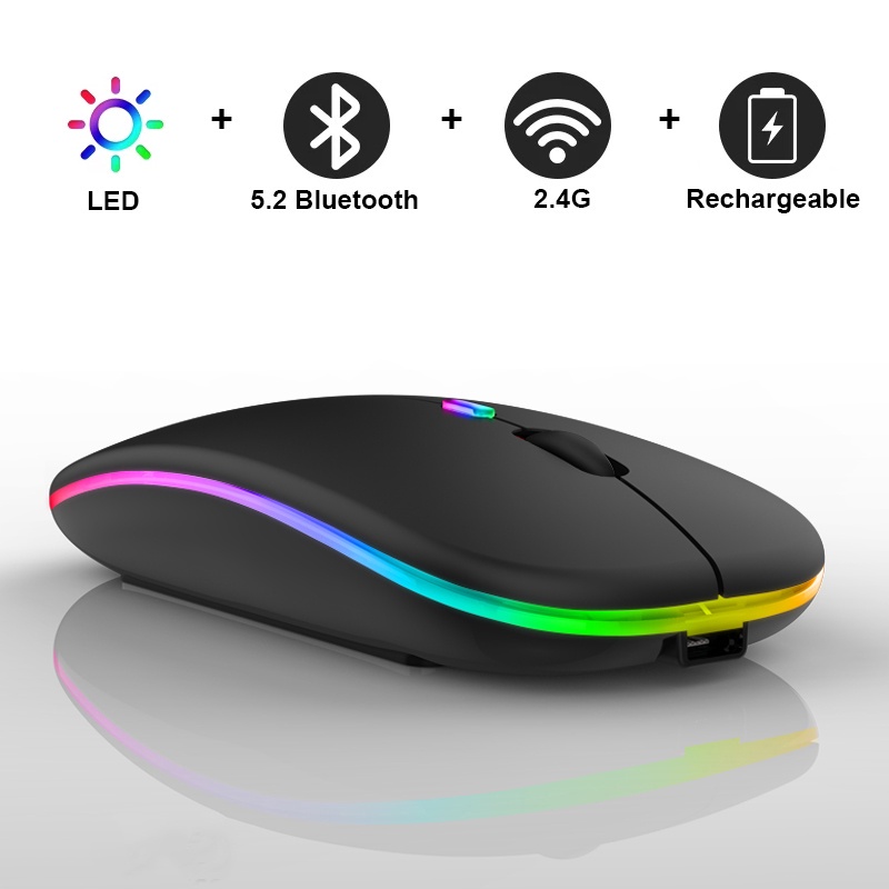 Mouse Nirkabel Bluetooth Mouse Isi Ulang Permainan Senyap Untuk Semua Model PC &amp; Laptop