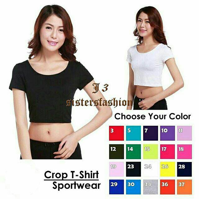 Crop tshirt atasan senam wanita baju senam