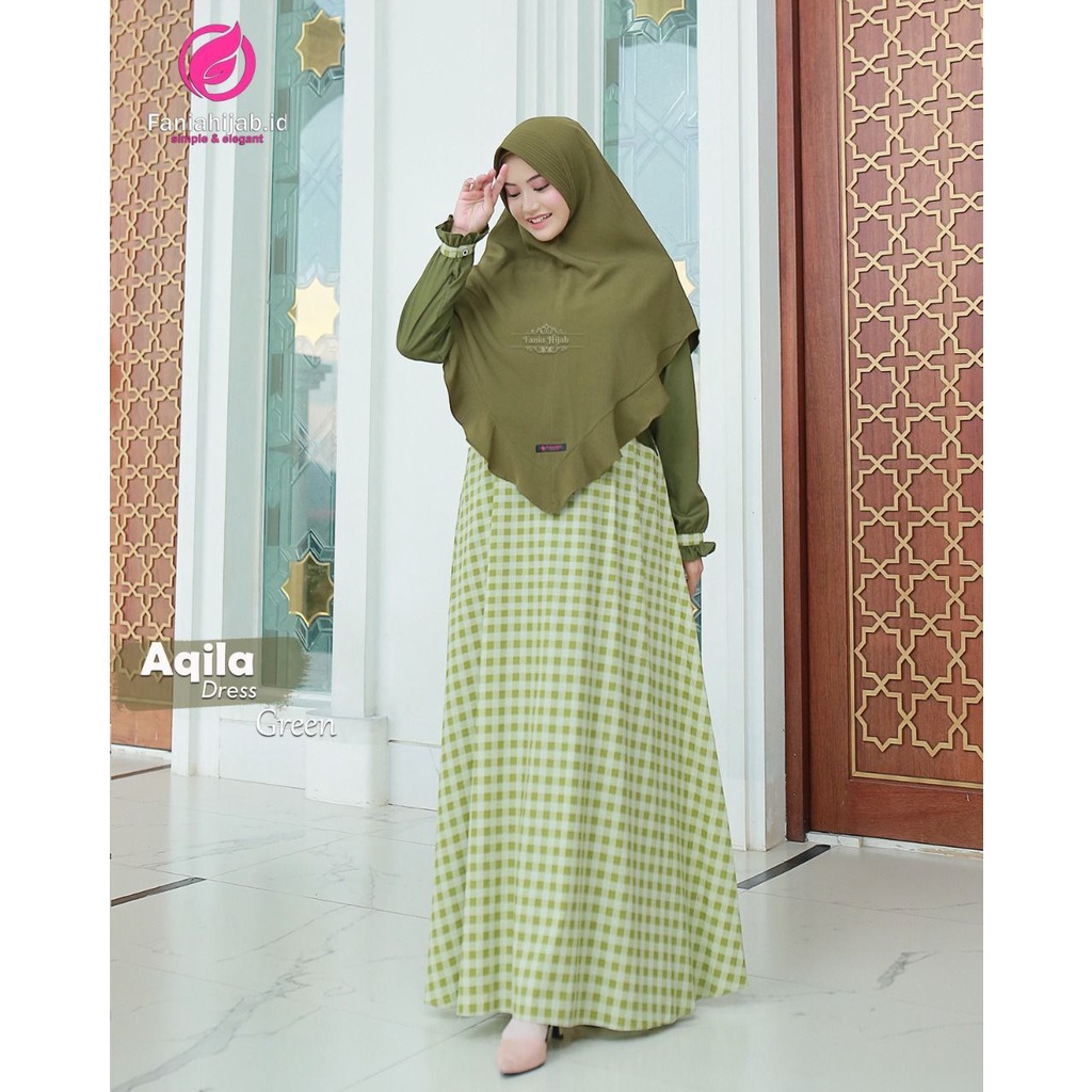 Gamis Non Set. Dress Kotak - Kotak. Gamis Aqila - Fania Hijab (Ready Stok)