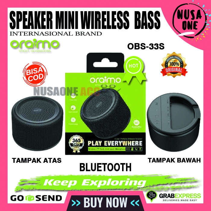 SPEAKER BLUETOOTH PORTABLE MINI ORAIMO OBS-33S SPEAKER WIRELESS SPIKER SPEKER SEPEKER BLUETOOTH MINI