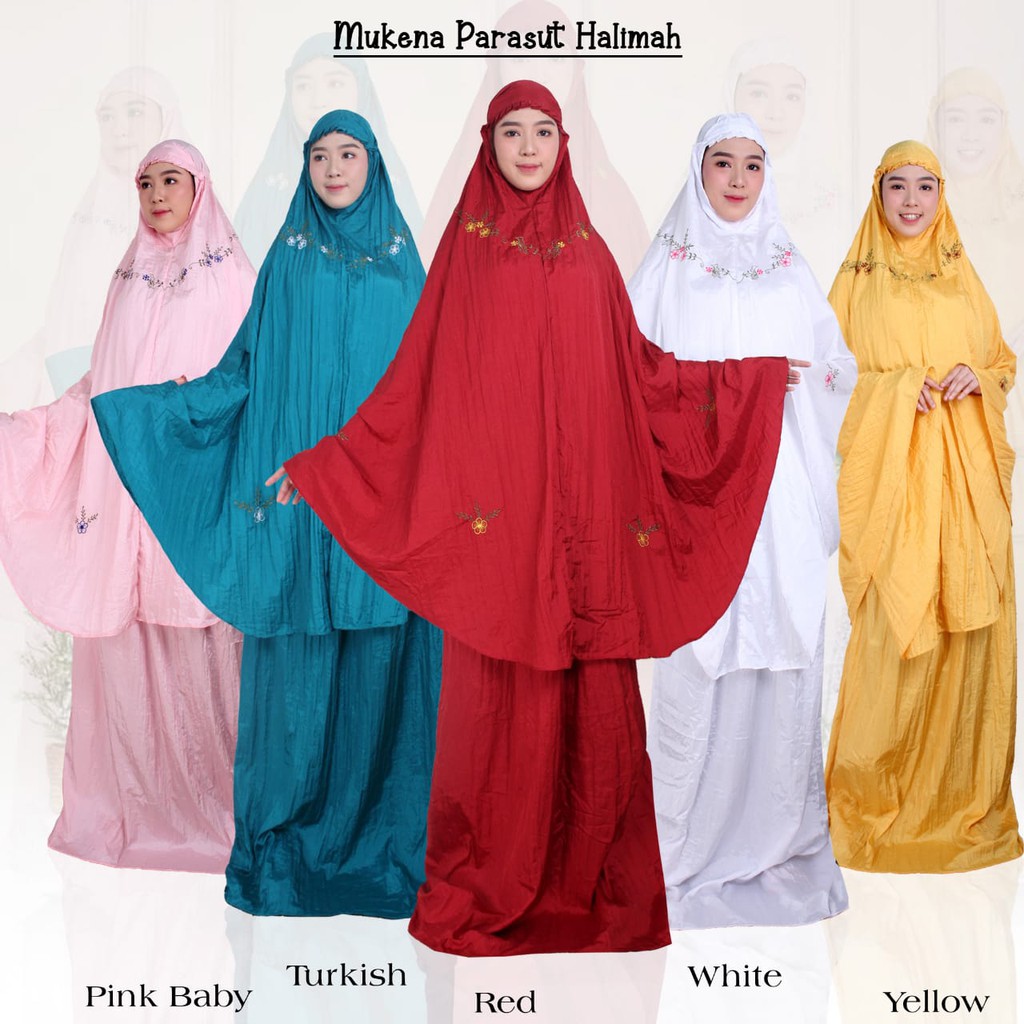 MUKENA DEWASA HALIMAH BAHAN PARASUT EST SELLER HARGA GROSIR BAYAR/DITEMPAT