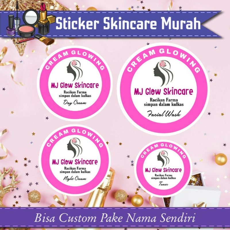 

(ISI 100PCS) STICKER SKINCARE LIST PINK MURAH