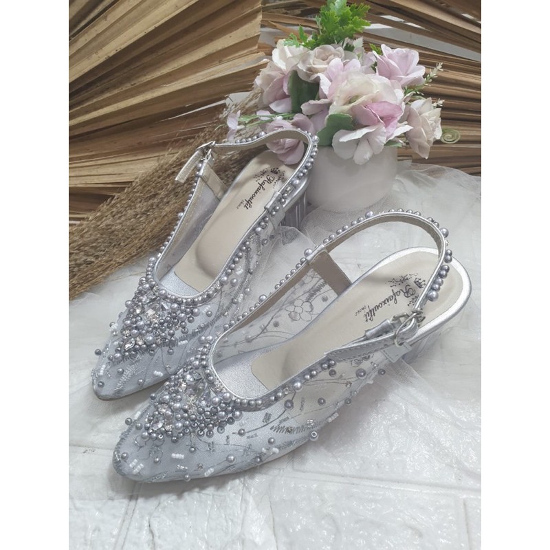 sepatu kiyarisa silver 5cm kaca