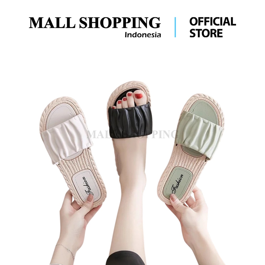 Sandal Slop Slip on Shoes Sendal Teplek Wanita Sendal Flat Karet MALL SHOPPING